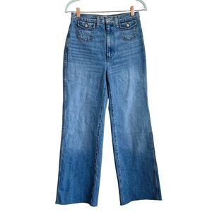Re/Done Wide Leg Womens Jeans Size 27 Vintage Fade Blue High Rise Western‎ Boho